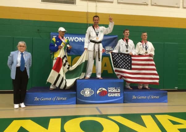 Local man Peter Stewart, 5th Dan Instructor with Lisburn Taekwondo Club, struck Gold at the World Police and Fire Games in the USA recently.