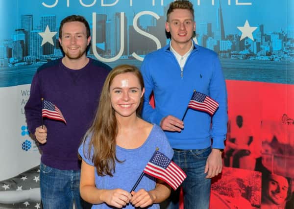 Seeing stars: Front row: Marianne Downing (Lurgan)  and from left: Gareth Lavery (Lurgan) and Matthew Meston (Armagh)have been selected to take part in the British Councilâ¬"s prestigious Study USA programme, where they will spend a year studying business in the USA.