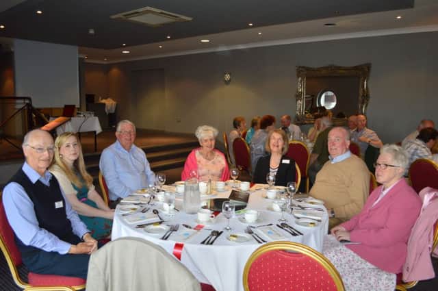 Attending the dinner at the Loughshore Hotel, Carrickfergus, are (from left) Richard Ryan, chairman of the Federation of Local History Societies, Shirin Murphy, Carrickfegus and District Historical Society, John Hulme, honorary secretary of CDHS and vice-chair of the Federation for Ulster Local Studies, Jennifer Hulme, CHDS, Helen Ryan, FLHS, George Elliott, vice chairman CDHS and Joan Glendinning, CDHS. INCT 28-751-CON