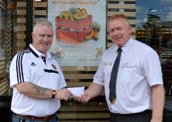 Carniny Youth seceretary Billy O'Flaherty welcomes continued sponsorship from McDonald's Restaurant Ballymena Franchise manager, Kade O'Reilly