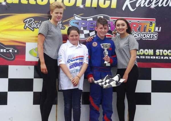 Cole McFall from Ballymena collected his first final win in the Junior Rods at Nutts Corner. Picture: Davy Park.
