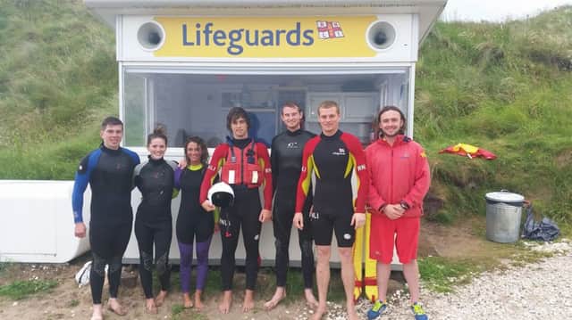 Whiterocks lifeguards alongside the two paddle boarders who were assisted and their boyfriends.