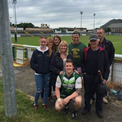 Clark McAllister along with his proud family and friends, who went to watch his Ireland debut last weekend.