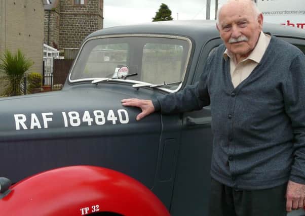 RAF Veteran of World War Two, Nathaniel Thompson pictured visting  the War Exhibition in Bushmills. (Submitted Picture).