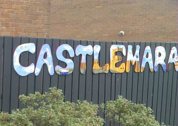 A section of the welcome sign at the entrance to the Castlemara estate (file photo).