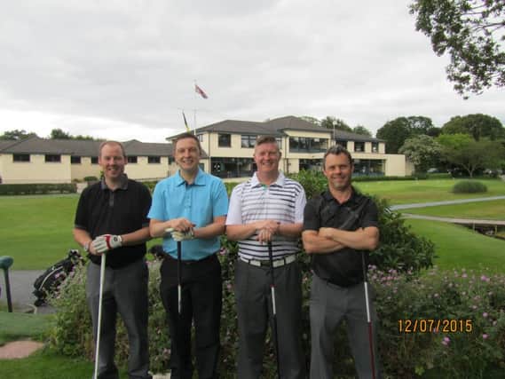 Playing at Lisburn GC are (l-r) Gary Morrow, Chris Kelly, Stuart Campbell and Glen Crookshanks.