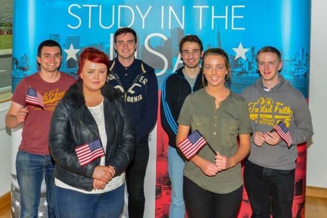 Seeing stars! From left: Bernadette Miller (Antrim), Mary-Claire OMullan (Ballymena), David Hunter (Ballymoney), Paul Mckay (Ballymena), Andrew Kelly (Randalstown) and Dean Boyle (Dunloy), have been selected to take part in the British Councils prestigious Study USA programme, where they will spend a year studying business in the USA. (Submitted Picture).