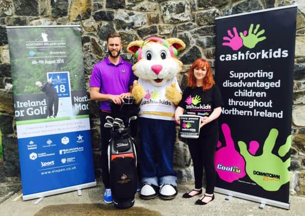 Ross Oliver from Galgorm Castle with Courage and Therese Maguire, Cash for Kids Charity Co-ordinator.