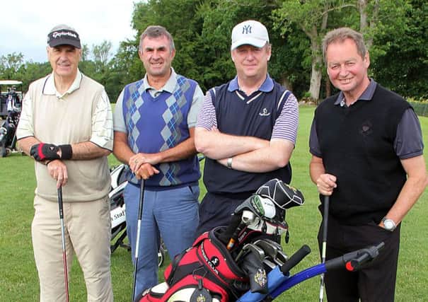 Andy McFarlane, Raymond Ardis, Leonard Craig and David Caves ready for the stableford event at Galgorm Castle Golf Club. INBT 29-810H