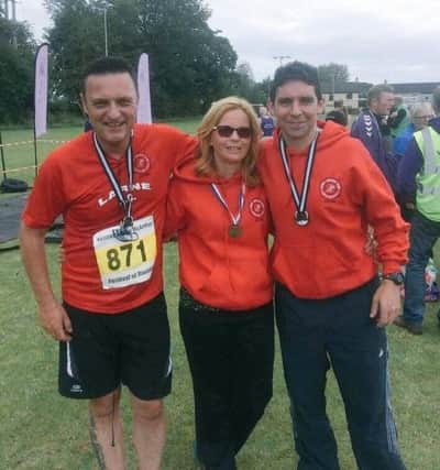 Stephen McManus, Bernie Regan and David Noble at Dervock for the annual Kennedy Kane McArthur festival of running.  INLT 30-680-CON