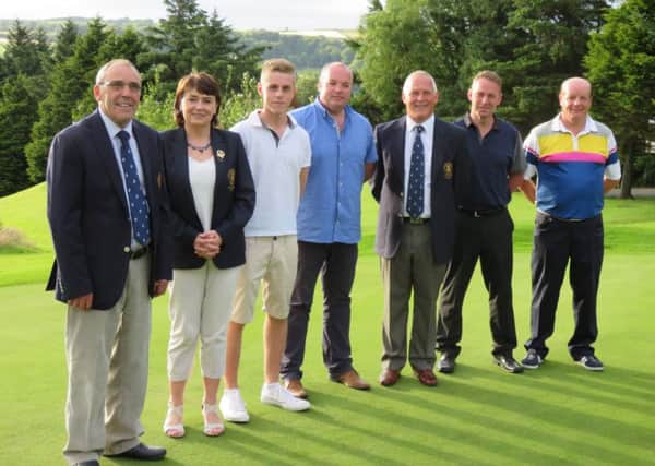 The winning team in the Lunns Jewellers sponsored competition, held at City of Derry over the weekend with the club Officials, President Maurice Quigg, Lady Captain Lucy Smyth, Justin McFaul, Aldwyn Leckey, Club Captain John Rosborough, Andy McFaul and George Curry.