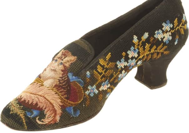 Needlepoint embroidered slipper c.1870.  INCT 29-735-CON