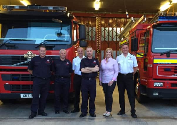 Sandra Overend with crew at Magherafelt Fire Station
