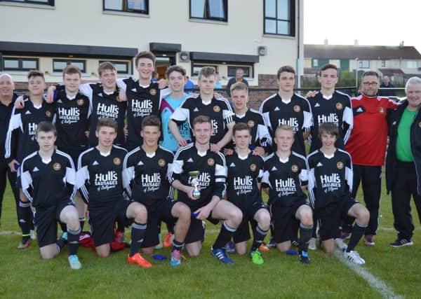 Carniny Youth under-17s, winners of the Rosebowl competition in their age group at the Hughes Insurance Foyle Cup.