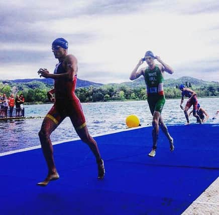 Banbridge lad Russell White exits the water on route to finishing 15th during the U23 European Triathlon Championships in  Banyoles, Spain.