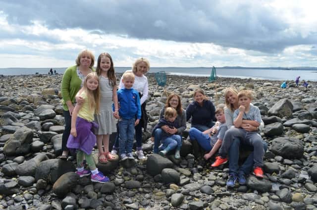 Gabriella Hooper, Donna Wilson, Jenny, Cody and Mica McCrum, Suzanne and Ben Smith, Sarah and Patrick Wilson and Sarah and Reuben King on Seashore Safrai at Blackhead Path, Whitehead, on Saturday. INCT 30-706-CON