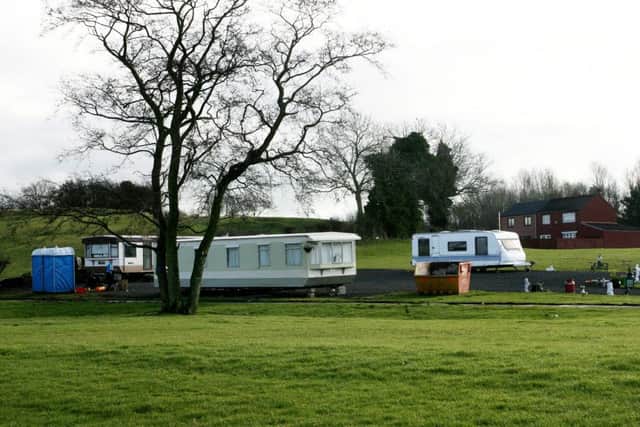 The temporary site created in the Rathenraw Estate for members of the Travelling Community. INAT07-404AC