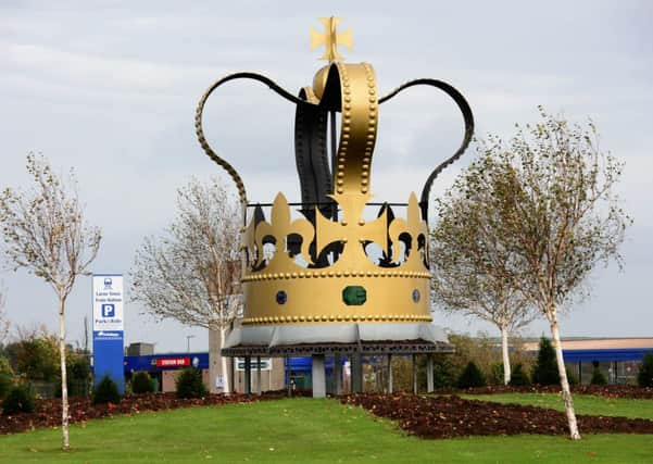 The crown at Larne's Circular Road Roundabout. Picture by Pacemaker