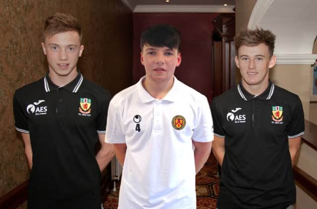 Carniny Youth were delighted to see their ex players Matthew Shevlin (Co Antrim) Adam Rowe (Co Londonderry) and Eamon Fyfe playing in the Milk Cup last week with the Co Antrim boys in the history making winning County Premier squad.