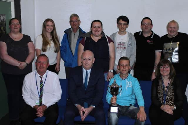 Carrickfergus Junior Gateway was presented with an award in memory of the late Danny Nolan. The presentation was made by Pat Morgan, assistant senior education officer, Ursula Meehan, staff development officer and Davy Norris, Newtownabbey, Carrick and Larne Area youth officer. INCT 31-750-CON