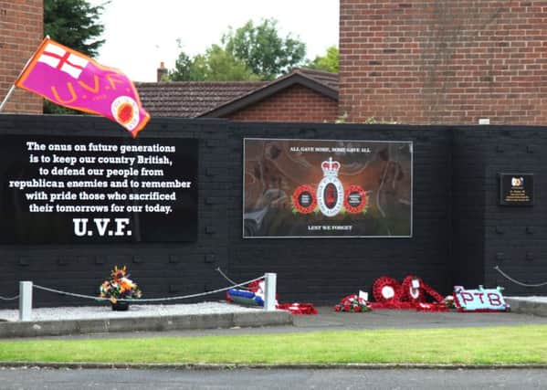 The memorial in Portdown to UVF men Wesley Sommerville and Harris Boyle.