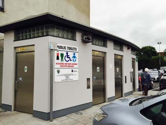 The needle was found in these public toilets on Burn Road, Cookstown