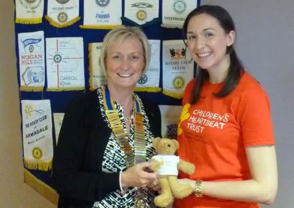 Cathy Dalton, Family Support worker with the Childrens Heartbeat Trust, pictured with Brenda Houston, president of Carrickfergus Rotary Club. INCT 31-754-CON