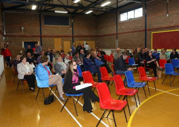 Members of the public and supporters of  Kells Vocal who attended last week's public meeting about the proposed Solar Farm in Kells & Connor Community Centre. INBT 32-107JC