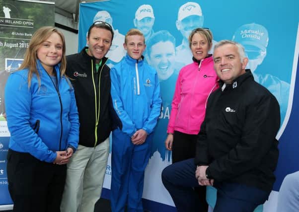 Enterprise, Trade and Investment Minister Jonathan Bell has welcomed the start of the Northern Ireland Open. Hosted by the Galgorm Castle Golf Club and part of the European Challenge Tours international schedule the event attracts both local and international spectators. The Minister met with some of the Galgorm Team earlier this year at the Irish Open. Pictured are (L-R) Debbie McCooke (Galgorm Castle Golf Club) James Finnigan (Commercial Director, European Tour), Owen Smith (Galgorm Castle Golf Club) and Kathryn Thomson (Tourism NI).