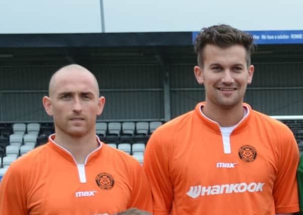 New signings Barry Johnston and Mark Miskimmin. INLT 32-960-CON