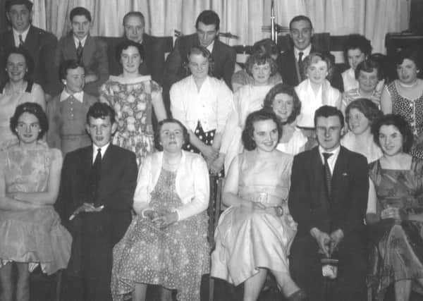 Members of Ballylinney Young Farmers' Club at a dance in Ballyclare Town Hall circa 1959.