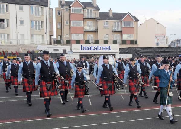 Ballybriest Pipe Band with Pipe Major Arnold Mitchell (left) pictured during the march past at the North West Pipe Band Championships at Portrush on Saturday 23rd August.
