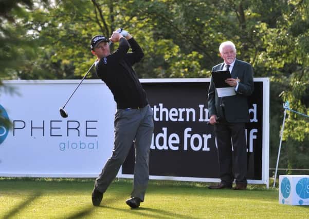 Michael Hoey, representing Galgorm Castle Golf Club, teeing of in the Northern Ireland Open. INBT33-225AC