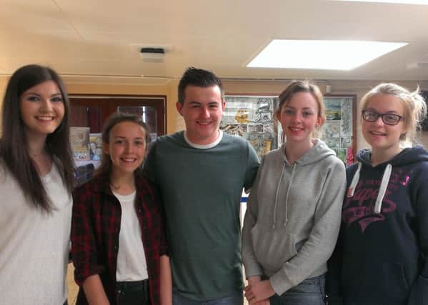 L-R A Level students Megan McMichael, Jaye Stewart, Ross Wallace, Nicole Burns and Rachel Woods. INLT-34-700-con