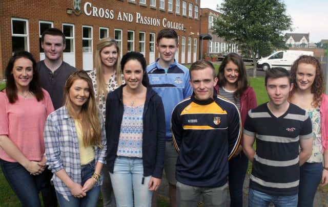 TOP TEN. Pupils from Cross & Passion College, who obtained top A level results.INBM34-15 029SC.