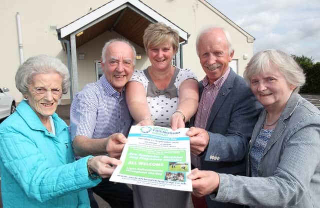 Helen McCleary, Tom Mackey, Alison Bell, Sam Loughrey and Liz Turkington from the Moira Friendship Group launching the group's open day at St John's parish centre. US1533-568cd  Picture: Cliff Donaldson