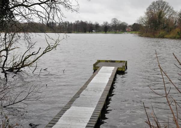 One of the fishing stands at Lurgan Park Lake. INLM04-107gc
