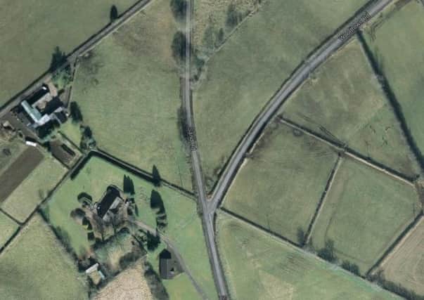 The dangerous junction of Sand Road and Woodtown Road. Drivers travelling on Woodtown have to crane their necks to see what may be coming at them on Sand Road. Image: google earth.