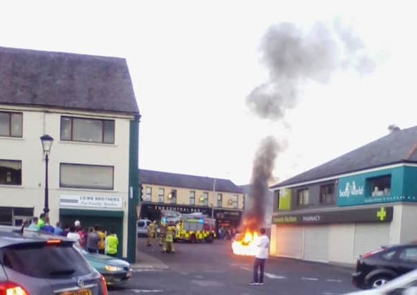 Thank you to Thomas Day, who captured the moment a car burst into flames in the centre of Coalisland.
