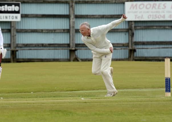 The evergreen Dougie Huey in action for Brigade earlier this season. He has been in top form with both bat and ball.