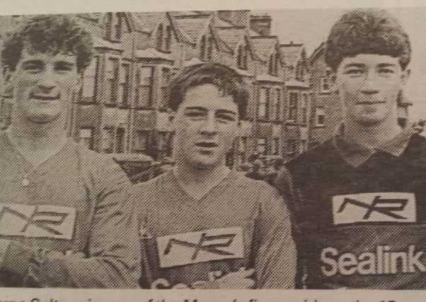 A young Michael Hughes with Robert Brown and Keith Finlay in August 1986. INCT 35-812CON