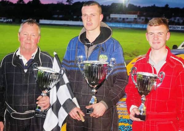 Stock Rod UK Masters winner Steven McKane (centre) with place men Wilfie McNiece (left) and Adam Sloan. Pic: Davy Park.