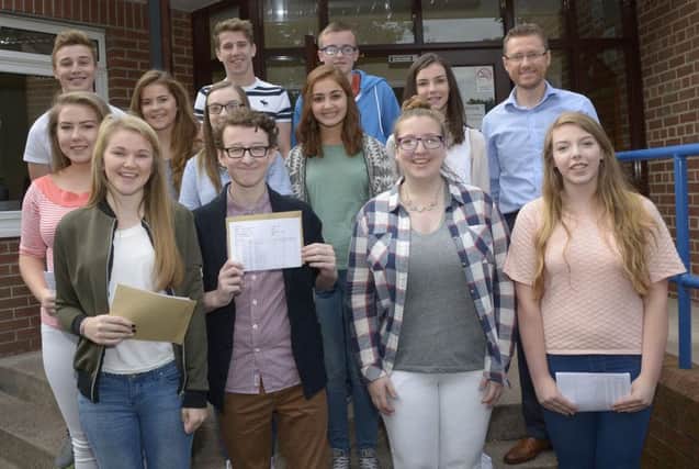 Dromore High School Principal Ian McConaghy pictured with the GCSE Top Achievers ©Edward Byrne Photography INBL1534-200EB
