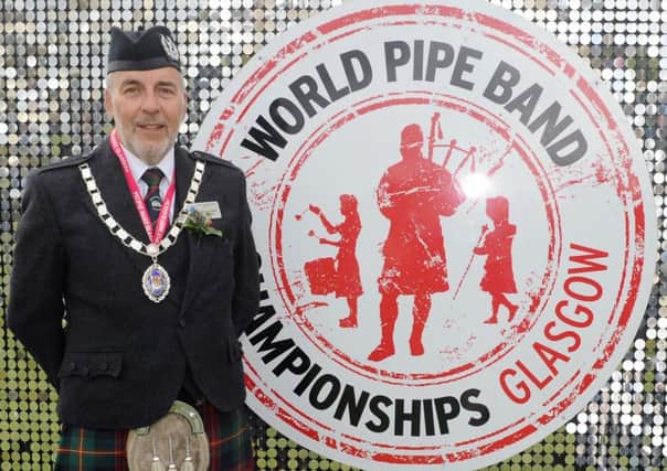 George Ussher (President of Royal Scottish Pipe Band Association) pictured at the World Pipe Band Championships at Glasgow Green on Saturday 15th August.