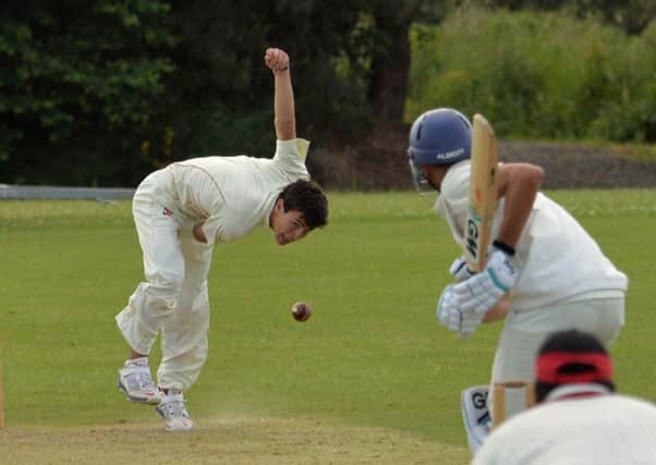 Templepatrick's opening bowler Ross Bryans took three for 23 in the victory over Downpatrick. Photo: Phillip Byrne