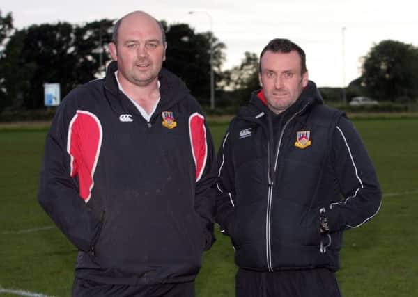 Ballymena 1st XV coaches Andy Graham (left) and Nick Wells. INBT33-218AC