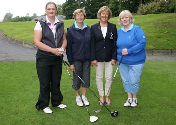 Massereene Golf Club Lady President Eleanor Gaynor, is pictured with Fiona Monaghan, Mairaid Magill and Brigid Killough during Lady Presidents Day. INBT32-217AC