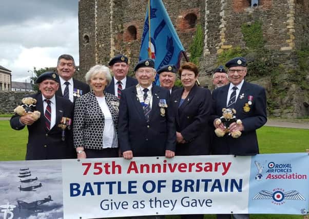 The 2015 Wings Appeal was launched last week by Lord Lieutenant for County Antrim, Joan Christie.  Also pictured are (back row) Wg Cdr N Williams, D McCormick, K McRandle, and J Corr. Front row: D Gray, Joan Christie, C Murphy, I Day, and B Boyce.  INCT 35-727-CON