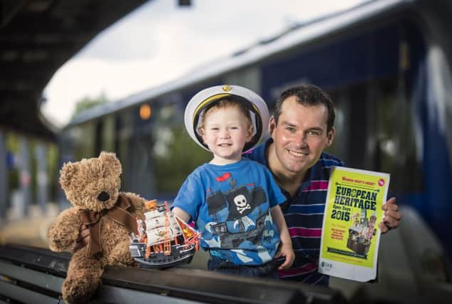 Father and son Colm and Cillian McKay get ready for a Teddys Day Out during this years European Heritage Open Days taking place across Northern Ireland on September 12  13 to celebrate local built and cultural heritage.