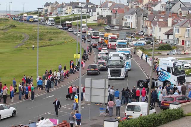 The scene at Portstewart as truck drivers do a circuit of The North West 200 route as part of The Causeway Coast Truck Fest. PICTURE MARK JAMIESON.